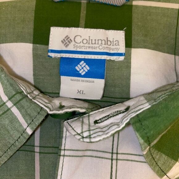 Columbia Sportswear Green and White Plaid Button Down Casual Shirt Size XL‎ - Picture 11 of 14